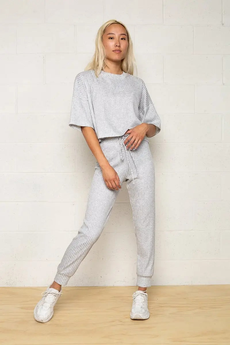 Notch Ribbed Lounge Set (Final Sale)