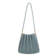 Carrie Pleated Vegan Shoulder Bag in Slate (ships week of 12/18)