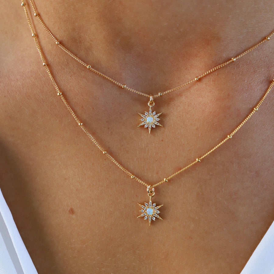 Opal Starburst Necklace in Gold