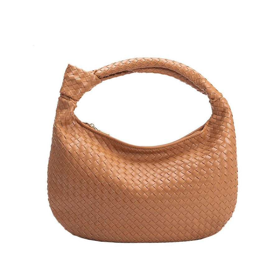 Brigitte Large Recycled Vegan Shoulder Bag in Caramel
