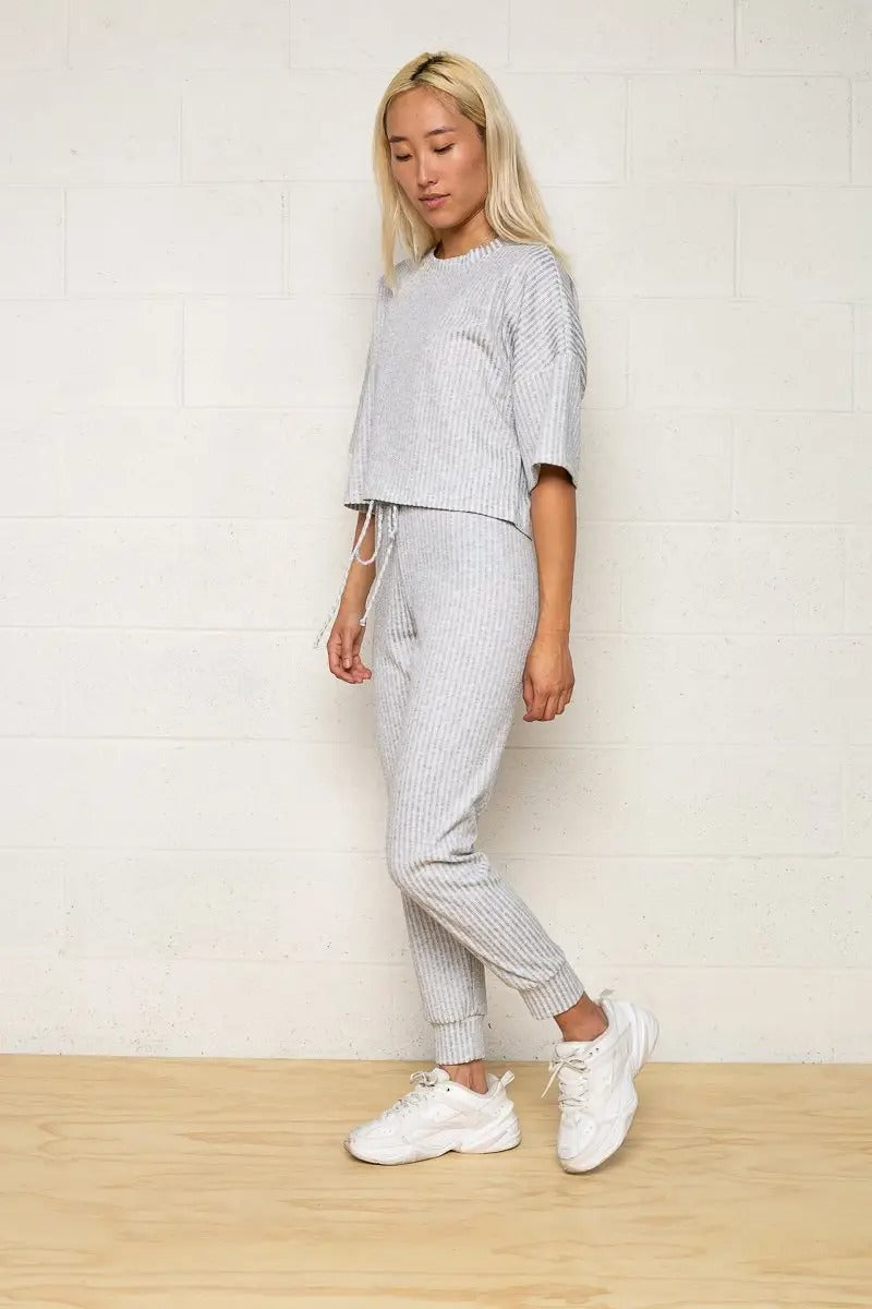 Notch Ribbed Lounge Set (Final Sale)